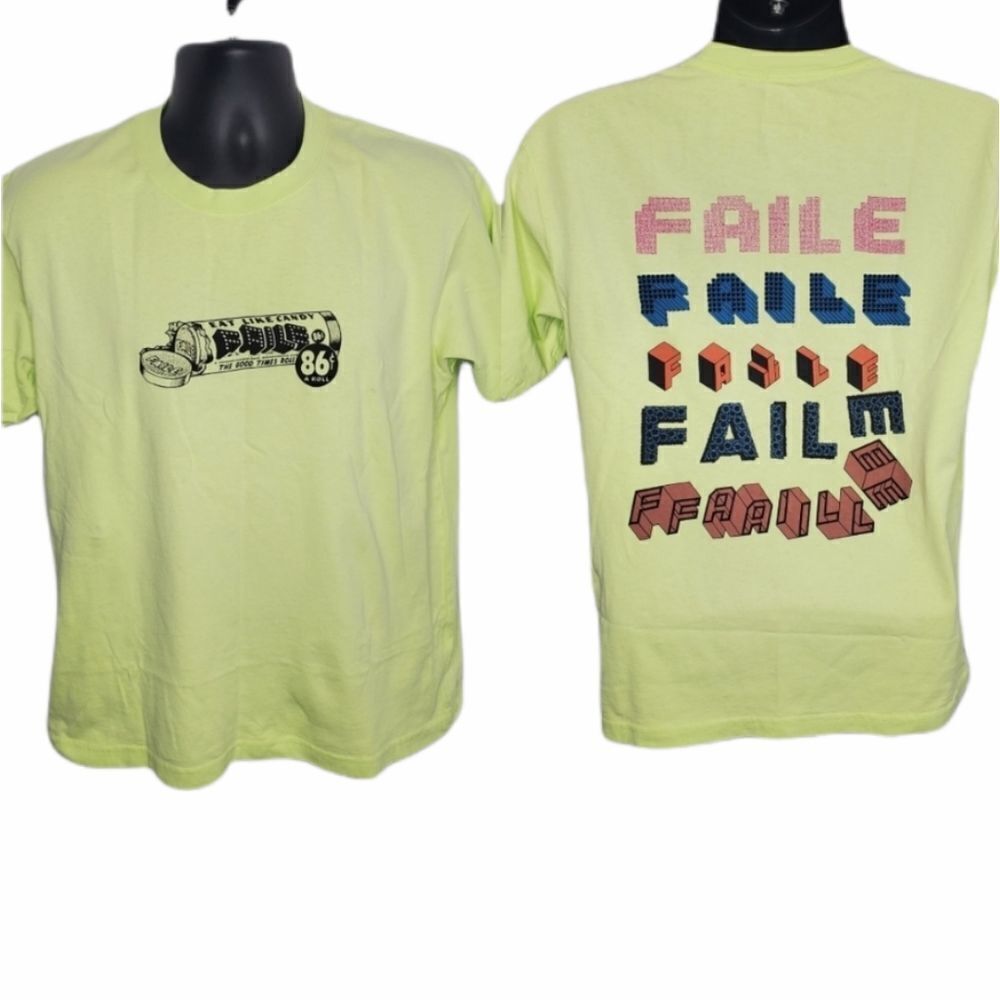 UNIQLO x FAILE neon yellow t-shirt ‎ urban walls short sleeve top unisex XS